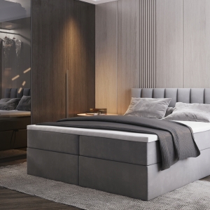 ŁÓŻKO KONTYNENTALNE ROLO 180x200 SZARE MATERAC - ŁÓŻKO DOSTĘPNE OD RĘKI